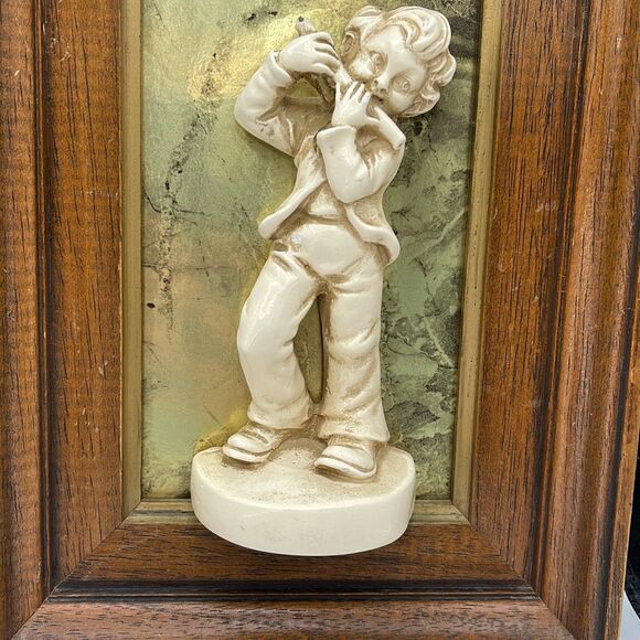 Mid Century shadow box plaster 3D Sculptural Little Musicians.Description! - Picture 4 of 12